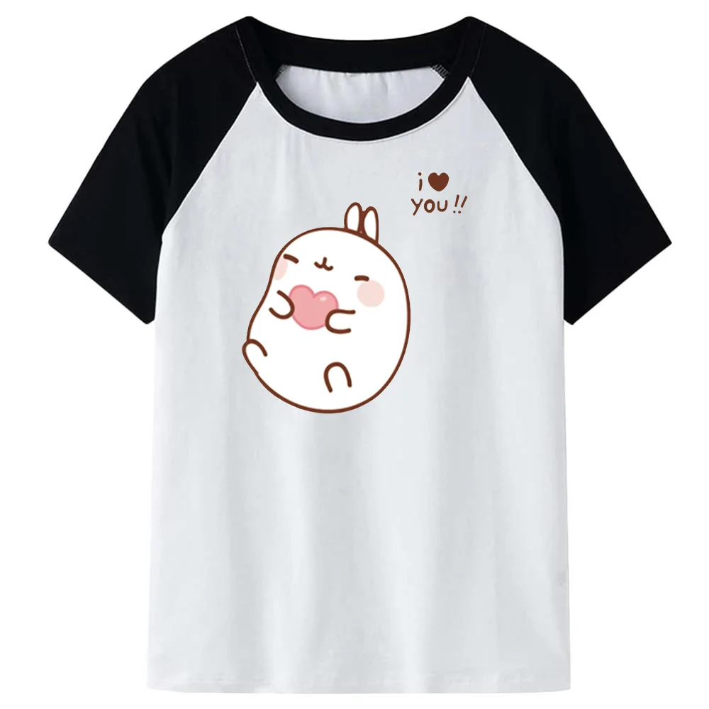 Molang and Piupiu Graphic T Shirts Kids Cute Rabbit Tops Girls Clothing Summer Baby Boys Clothes Children's T-Shirt 100% Cotoon
