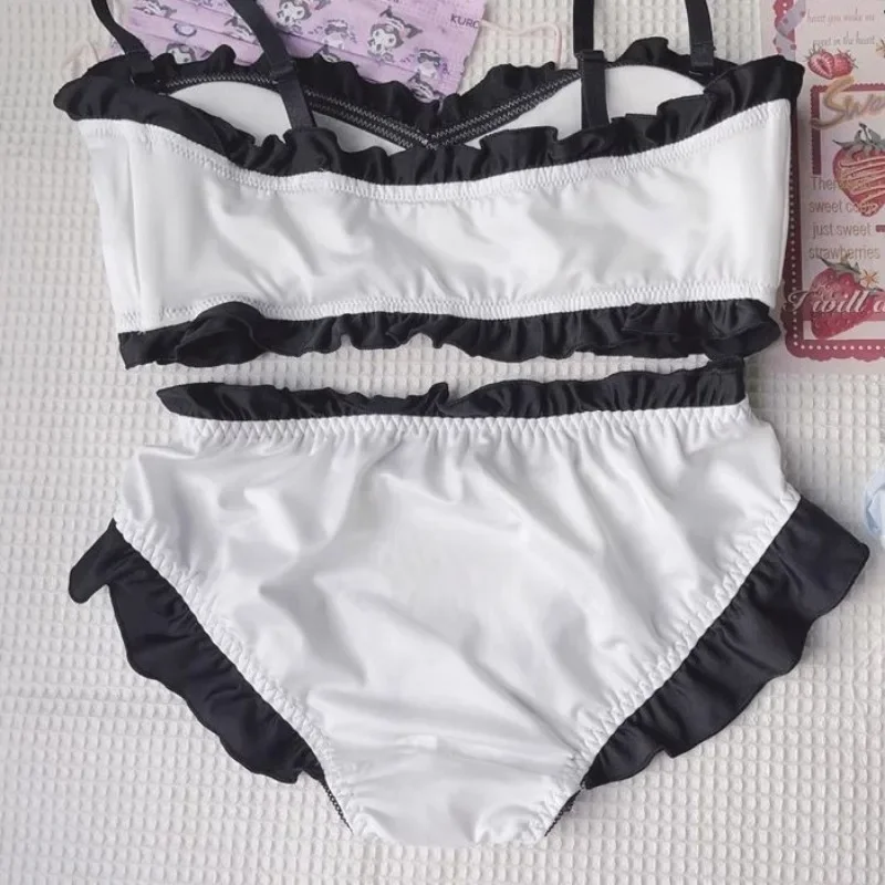 Sanrio Kawaii Cute Soft Girl Lingerie Sweet Cartoon Pure Desire To Top Bra No Underwire Empty Cup Cover Set