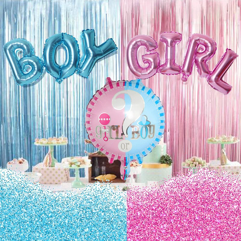 

1 Set Baby Shower Balloon Boy or Girl Balloon Gender Reveal Party Black Latex Balloons Aluminum Film Balloon Set Decorations