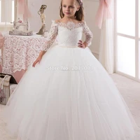 childrens dress long sleeve soft lace flower boy show dance wedding dress girl big skirt swing wedding dress