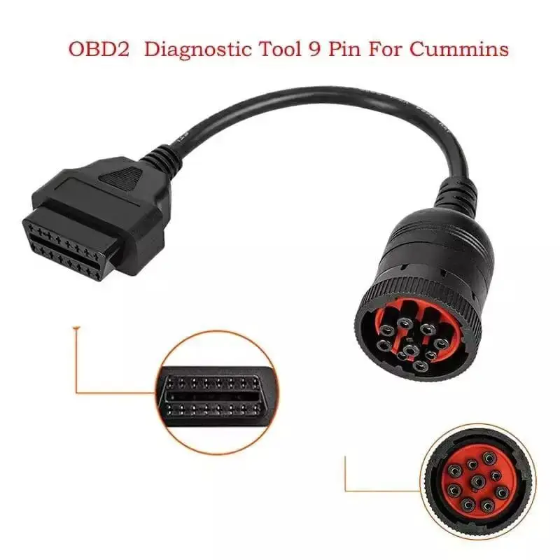 

OBD2 Diagnostic Tool 9 Pin For Cummins Deutsch J1939 9pin to 16pin Truck Cable J1939 9 pin to OBDII16 PIN Female Connector