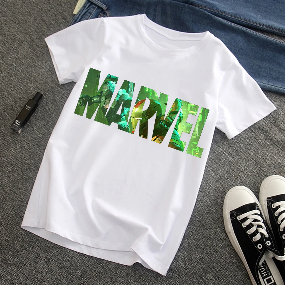 Новая футболка с надписью Marvel Мужская мультяшным аниме Харадзюку кавайная
