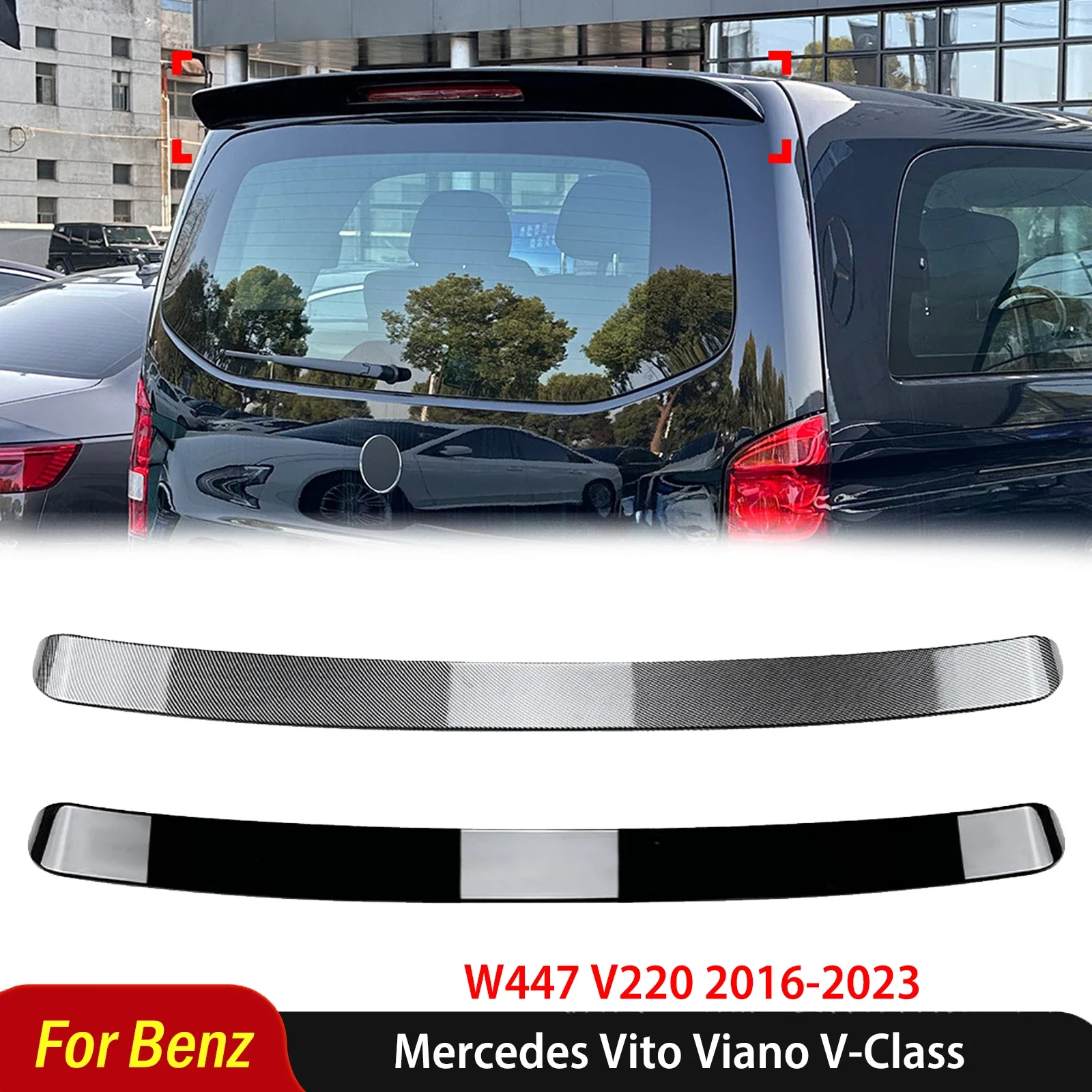 Фото Для Mercedes Benz Vito Viano V-Class W447 V220 2016-2023 Автомобильный спойлер на крышу, багажник, сплиттер, спойлер, диффузор, задняя отделка губ №1