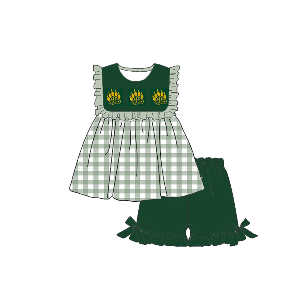 Оптовая продажа детская одежда для школьной команды шорты в клетку западном