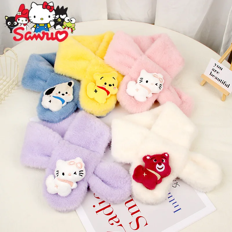 

Sanrio Melody Kuromi Hello Kitty Cinnamoroll Pochacco Kids Scarf Imitation Rabbit Hair Warm Boy Girl Bib Cute Baby Neck Cover