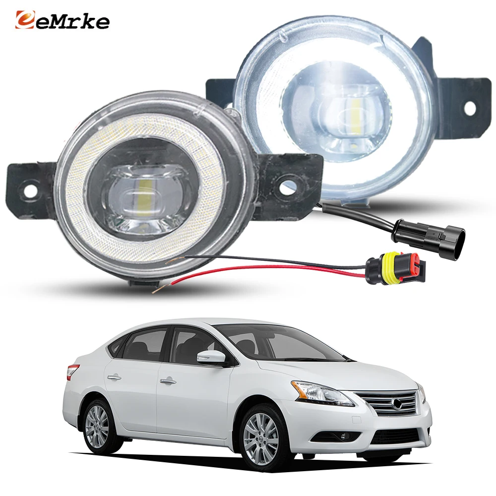 Фото Обновленный светодиодный противотуманный фонарь в сборе для Nissan Sylphy Sentra B17 2013 2014 2015 2016 PTF с прозрачными линзами Angel Eye DRL Автомобильная противотуманная фара 30 Вт №1