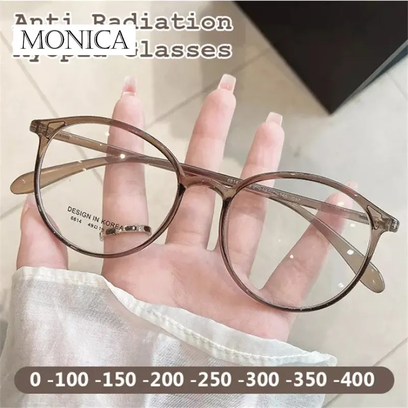 

Очки для чтения с защитой от синего света, круглые очки с полной оправой для близорукости, женские очки по рецепту с диоптриями от 0 до-4,0