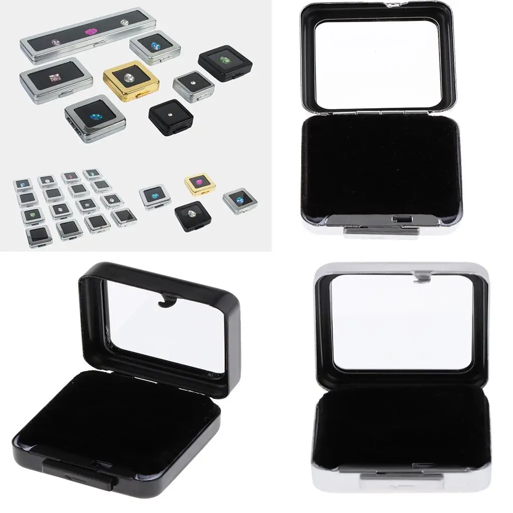 

2x Diamond Gemstone Box for Jewelry Display, Storage Box , Glass Lid