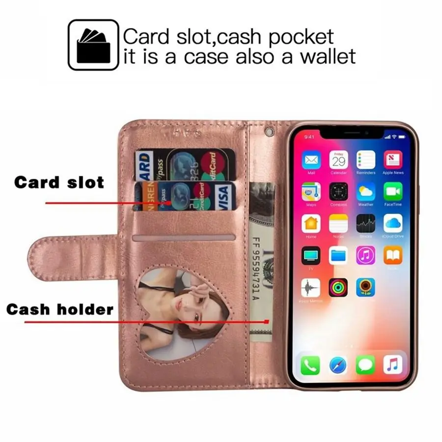 Кожаный чехол-кошелек на молнии для Huawei P40 Lite Pro P30 P20 P Smart 2019 Y6 Y7 Honor 10i 10 20 | Мобильные