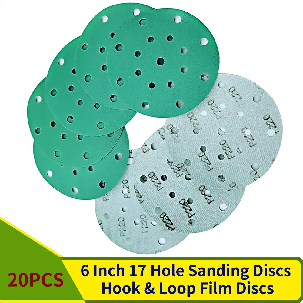 Шлифовальные диски с 17 отверстиями 6 дюймов 20 шт. сверхмощные липучкой 150 мм