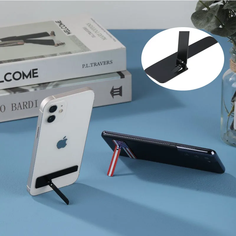 

Metal Ultra-thin Mobile Phone Holder Sticky Back Support Durable Quick Install Phone Holder Rack for Apple Android Universal