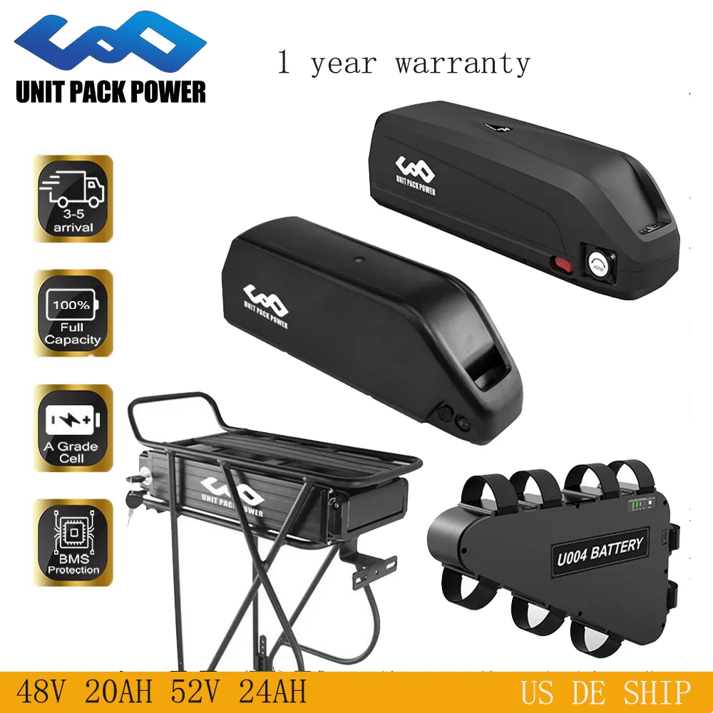 

eBike Battery 48V 19.2AH Hailong 52V 28.8AH Electric Bicycle Downtube Lithium Battery Pack 36V for 2000W 1000W 750W 500W Motor