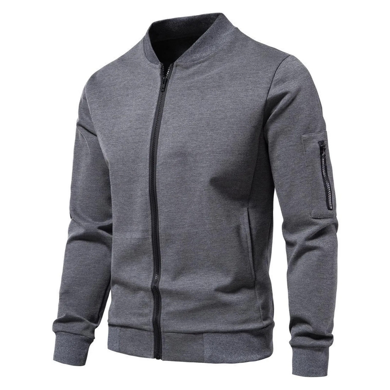 

Men'S Lightweight Jacket Coat Windbreaker Slim Active Coat Solid Color Zipper Pocket Long-Sleeve Outerwear Tunic Casual Outfits