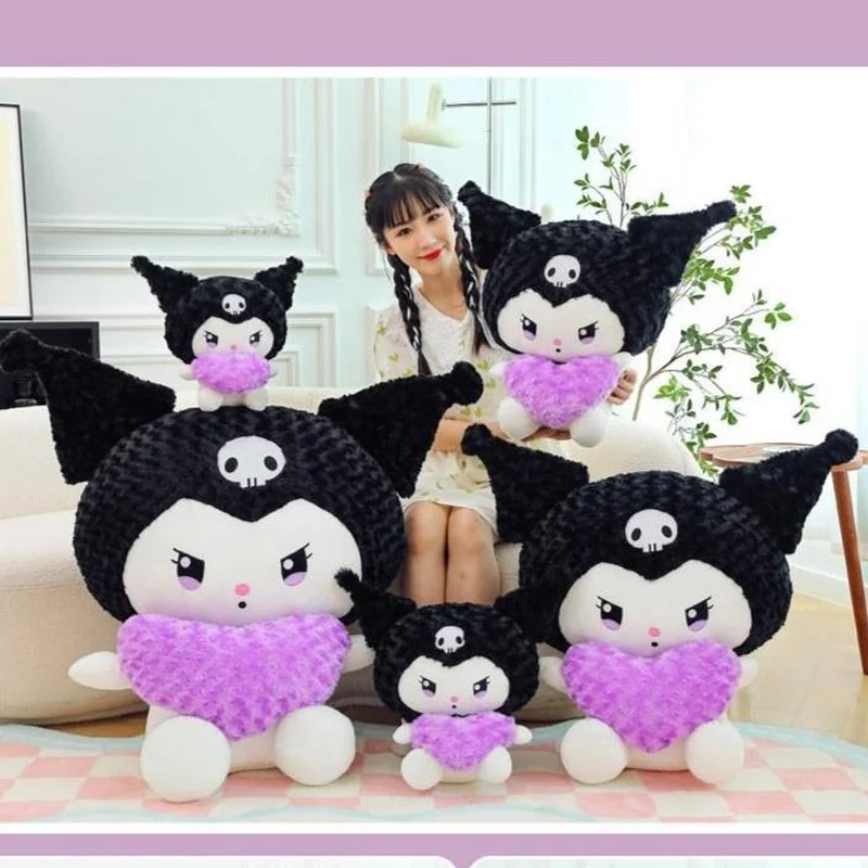 

New Sanrio Kuromi Love Heart Series Creative Plush Doll Kawaii Cartoon Stuffed Toys Soft Decompression Pillow Girls Sweet Gifts
