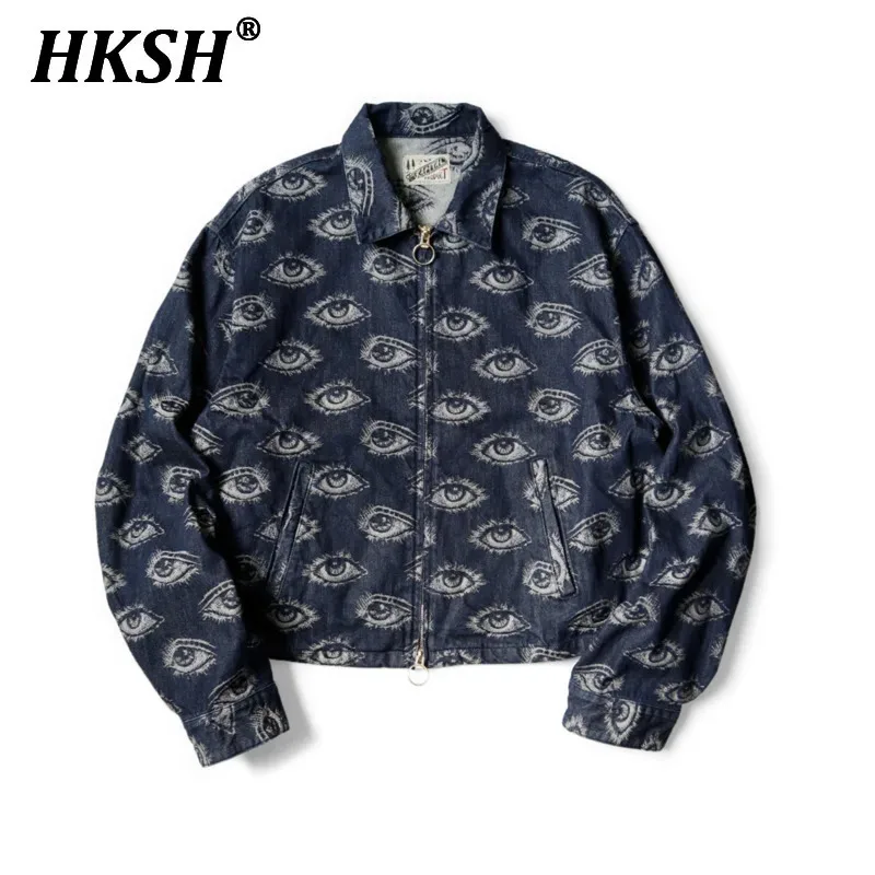 HKSH осень-зима новые мужские темные джинсовые куртки в стиле панк повседневное