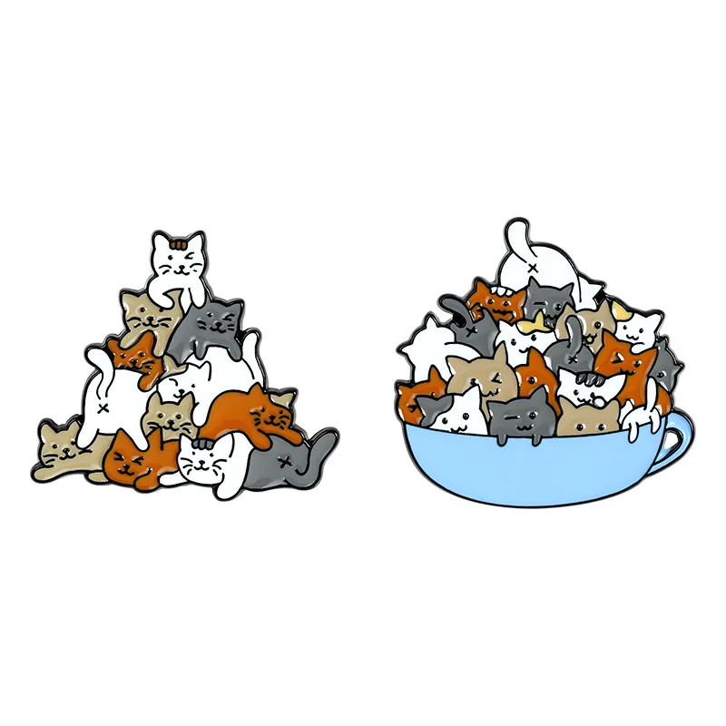 

Animal Alloy Brooch Creative Cartoon Cat Stacked Accessories Clothing Backpack Alloy Brooch Enamel Lapel Pins Badge Wholesale