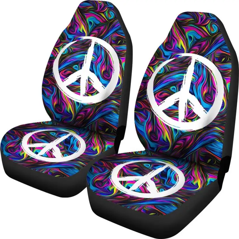 

Colorful Peace, Handmade, Front Back Car Seat, Jeep VW Beetle, Chevrolet Chevy, Boyfriend Dad Son, Gift Present Idea, Multi