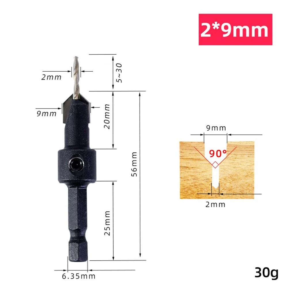 

1pc Countersink Drill Bit 1/4 Hex Shank For Woodworking Drilling Counterbore Power Drills Quick Change Chucks Power Tools