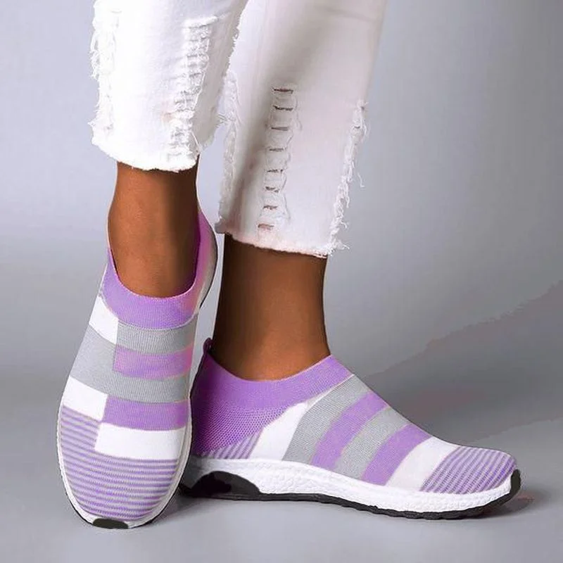 

Women Shoes Vulcanized Knitted Sneakers Women New Flat Shoes Mix Color Vulcanize Shoes Casual Woman Sneakers Sapatos De Mujer