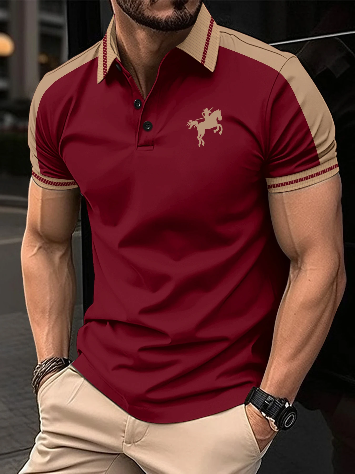 Новинка 2024 модная мужская рубашка-поло с принтом и коротким рукавом футболка для