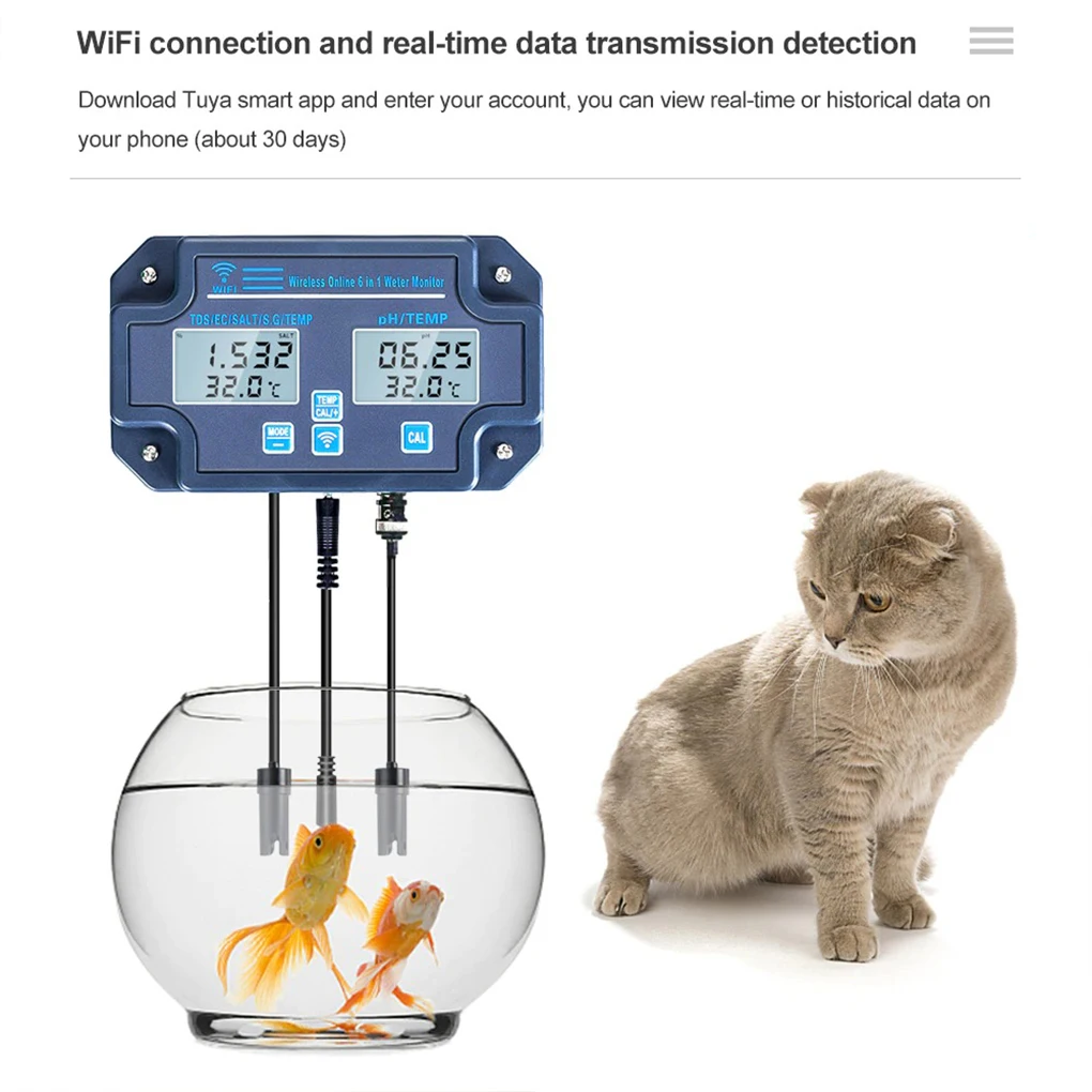 

6-in-1 Digital Display Water Tester Portable High Accuracy Pool Aquarium EC TDS Analyzer Multifunctional Testing Device