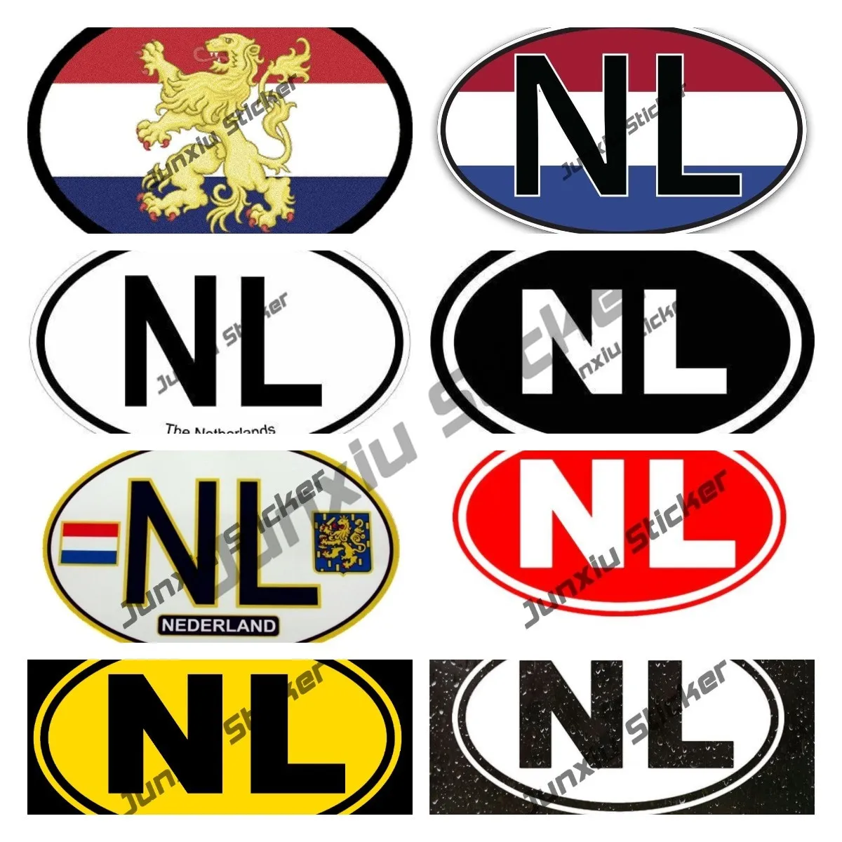 

The Netherlands Flag Coat of Arms Artwork Reflective Germanic Oval NL Country Code Decal Waterproof Decor