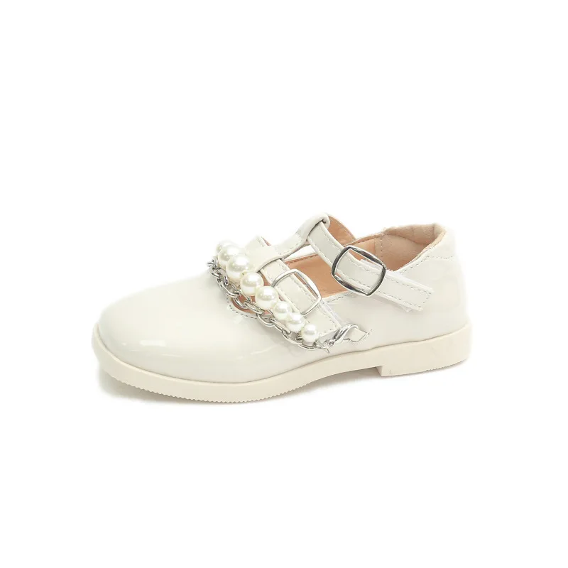 

Girls Pearls Sandals 2022 Summer Fashion Baby Kids Princess Shoes with Chain Children Leather Dance Shoes for Party Wedding Hot