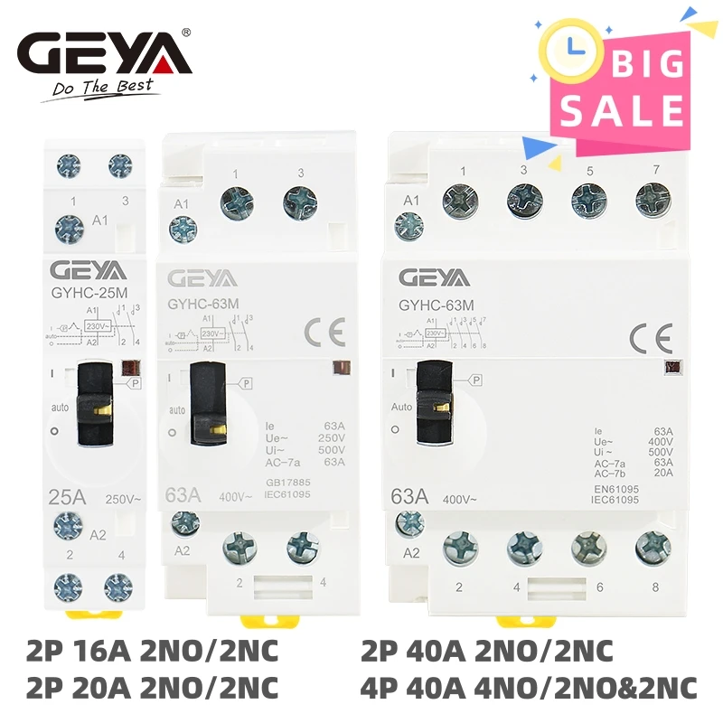 

GEYA GYHC Модульный Контактор 2P/4P 16/20/40A 220V