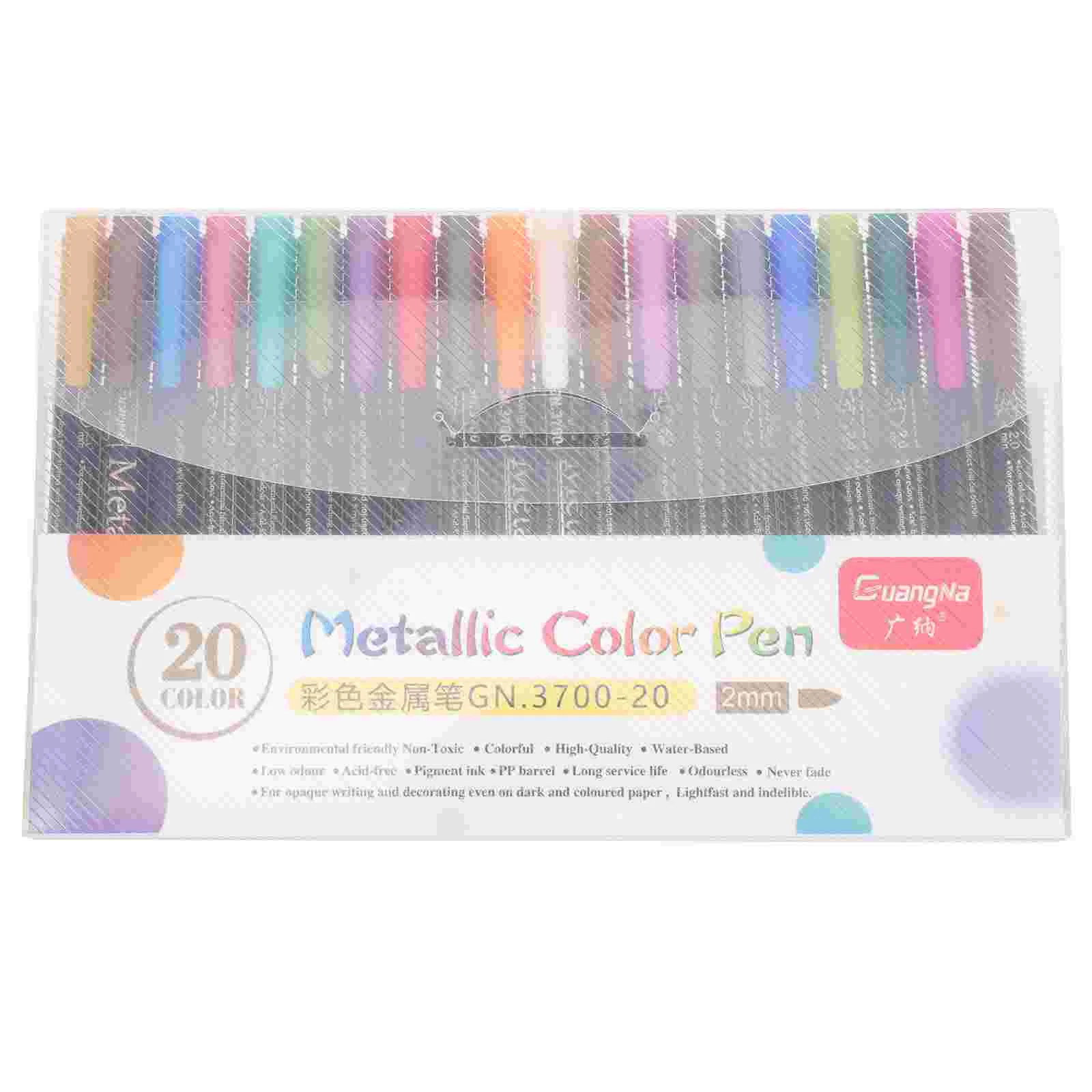 

20Pcs Metallic Color Pen Painting Pens Multi-colored Black Graffiti Pens
