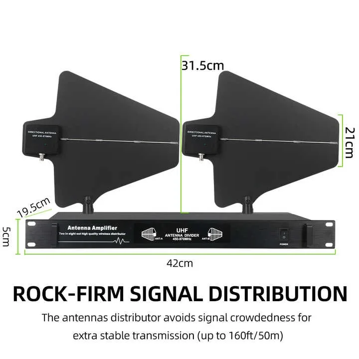 UHF 470-1000Mhz Signal Amplification System Antenna Distribution for Wireless Microphone Reception Extension Enhancement
