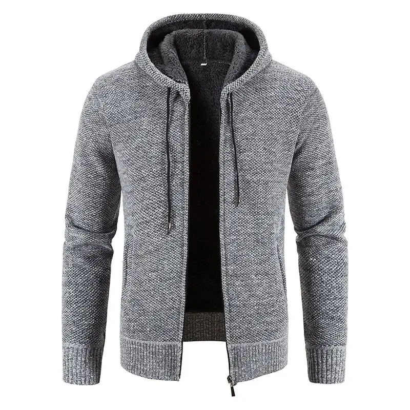 Hooded Autumn Winter Knitted Jackets Fleece Sweaters Thicken Coat Men's Clothing Fashion 2022 New Cardigan Long Sleeve Tops Warm