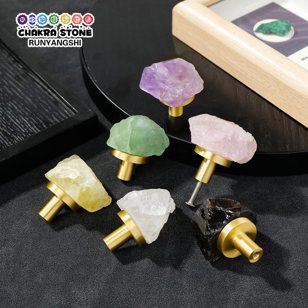 1 шт. натуральный кристалл необработанный камень ручки для ящиков в форме бабочки