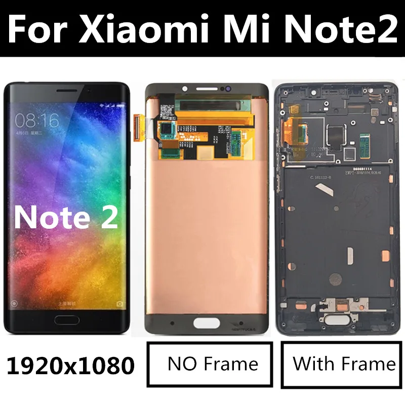 

ЖК-дисплей с сенсорным экраном и рамкой для Xiaomi Mi Note 2, запасные части для Xiaomi Mi note 2, изогнутый экран