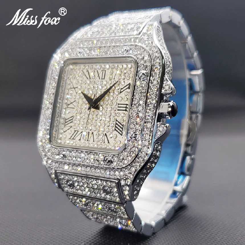 Iced Out Watch For Women Men Bling Bling Bracelet Diamond Quartz Watches Waterproof Unisex Stylish Luxury Couple Gift For Lover