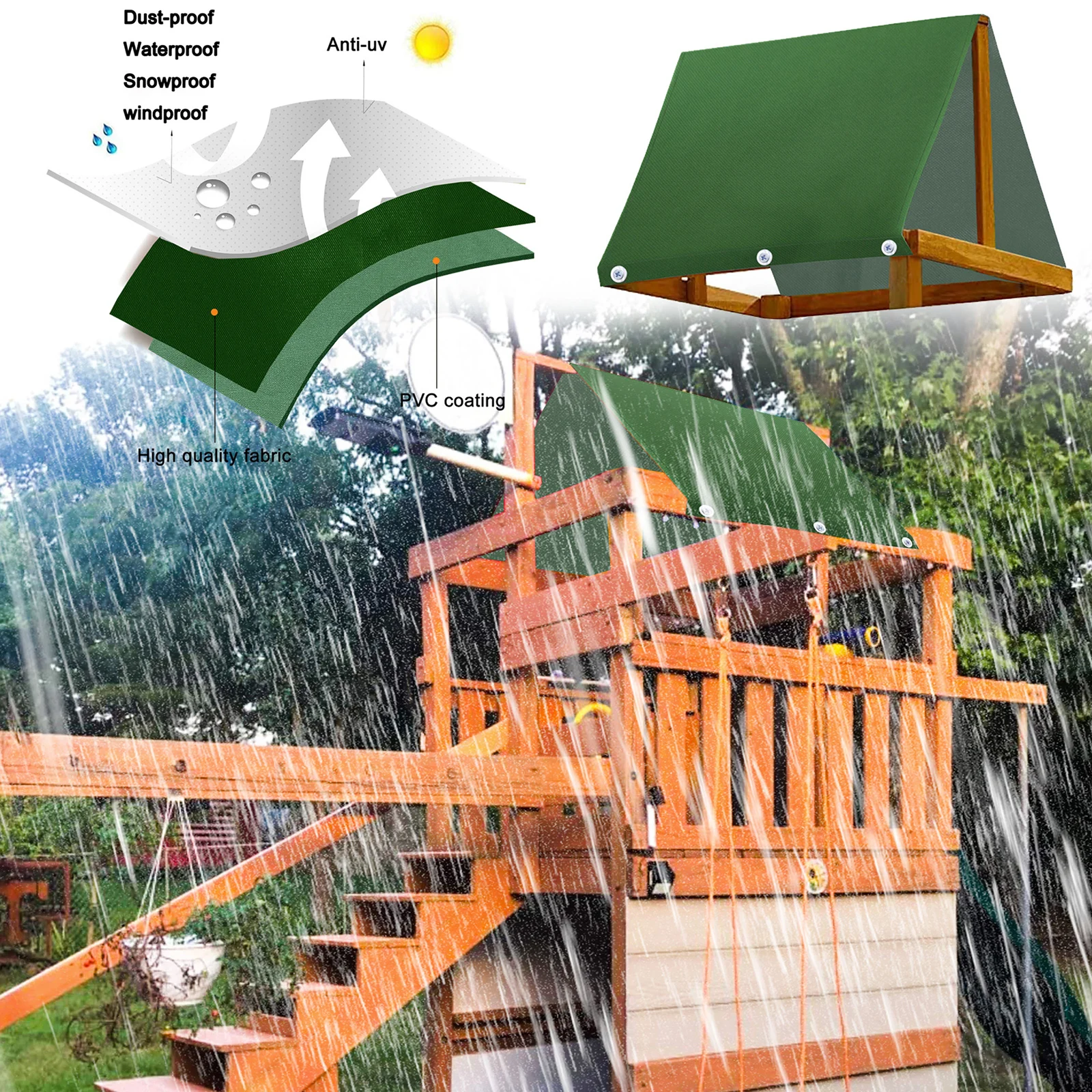 Sun Shade Kids Playground Roof Canopy Creative With Self-Tapping Screws Swing Set Replacement Tarp Waterproof Ceiling Cover