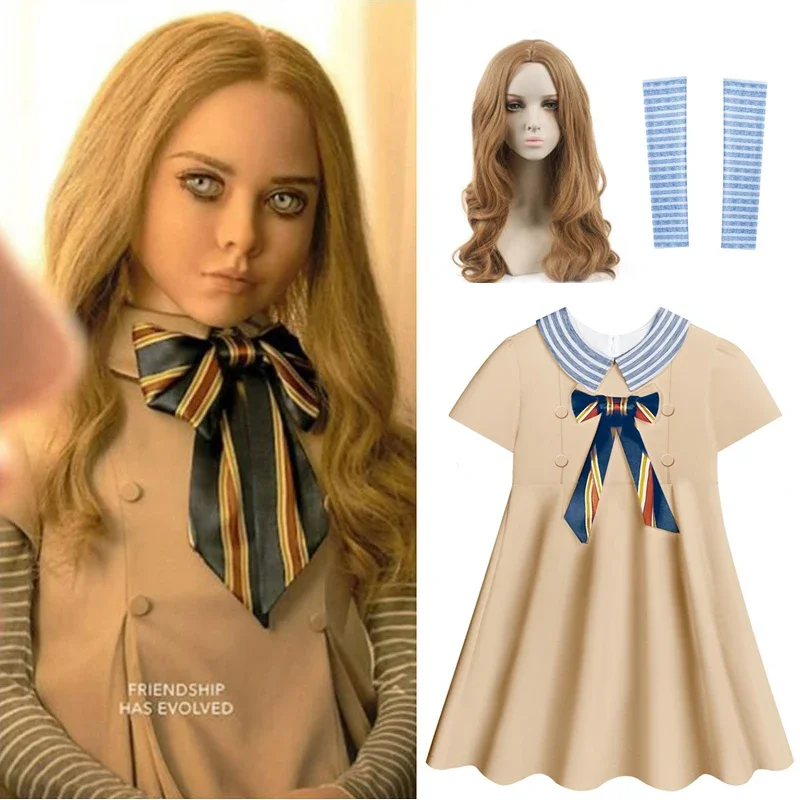 

2023 M3gan Cosplay Costume Megan Dress Ai Doll Robots Skirt Top Socks Horrible Movie M3gan Child Cosplay Dress Outfit For Girls