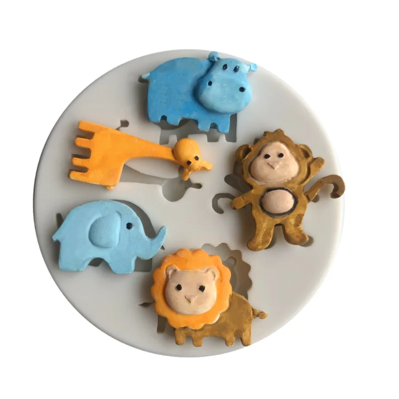 

Lion Hippo sugar cake decoration small animal giraffe elephant silicone mold dry pace biscuit mold