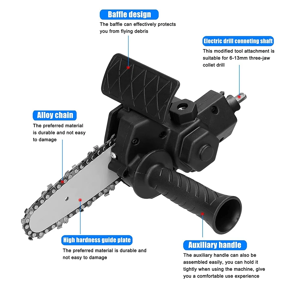 Преобразователь для электродрели в электрическую пилу с 4-дюймовой цепью мини