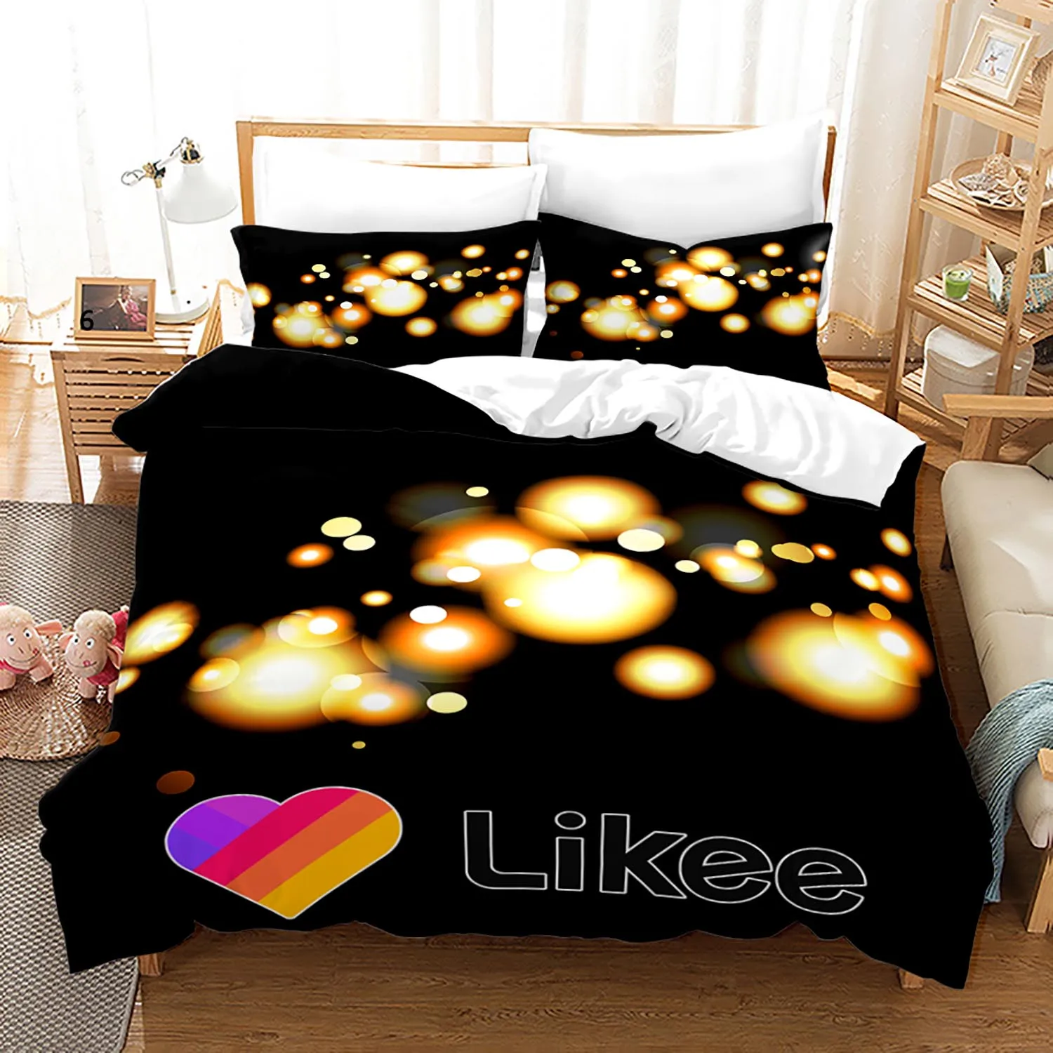 

Likee Bedding Set Single Twin Full Queen King Size Lover Likee Bed Set Aldult Kid Bedroom Duvetcover Sets Heart-shaped 004