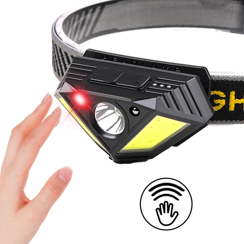 

XPG+COB LED Headlamp USB Rechargeable Wave Induction Headlight Waterproof Outdoor Camping Hiking Safety Work lighting Flashlight