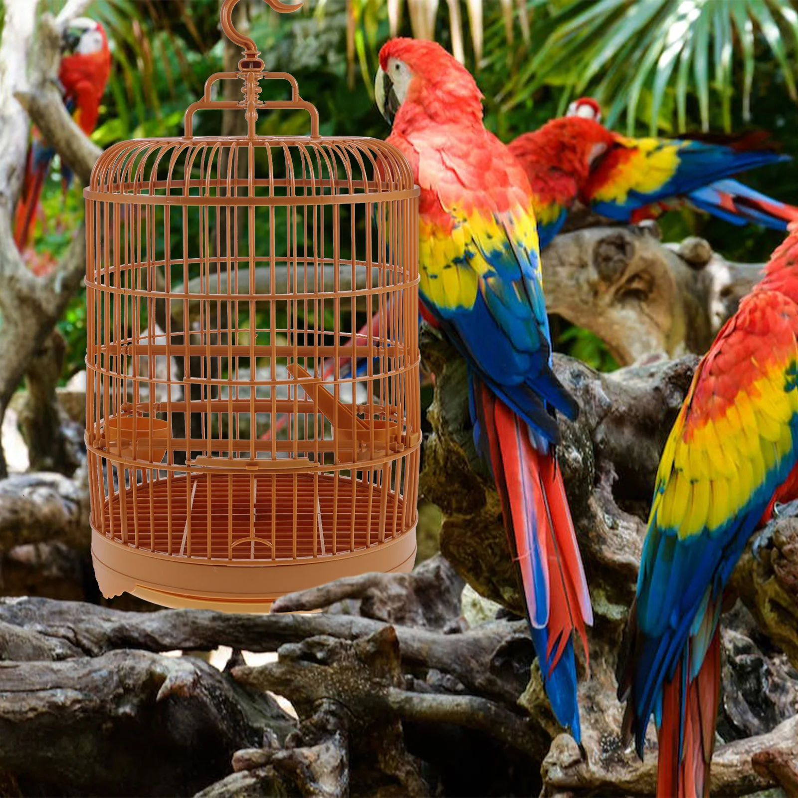 

Hanging Bird Cage, Round Birdcages with Feeder and Hanging Hook, Bird Carrier for Small Birds Parakeets Parrot Cockatiel