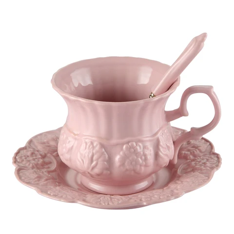 Элегантный розовый керамический чайный набор, фарфоровая чайная чашка в стиле ретро, британский цветочный чайник, кружка для кафе "время пить чай", кофейная чашка, Прямая поставка