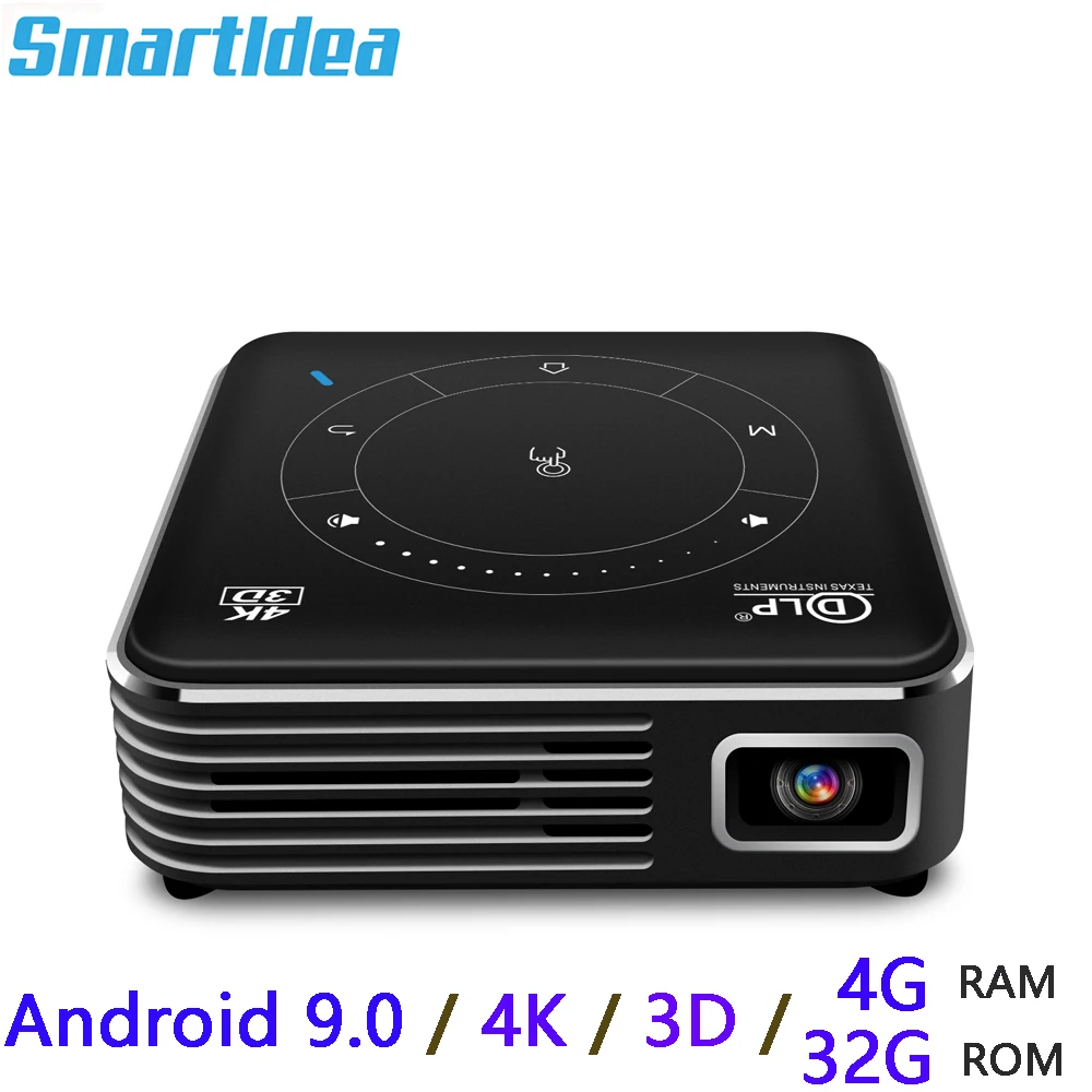 Smartldea P11 Pocket 4K 3D Projector android9.0 2.4G 5G wifi BT5.0 home proyector 4G RAM 32G ROM opción HD video game beamer