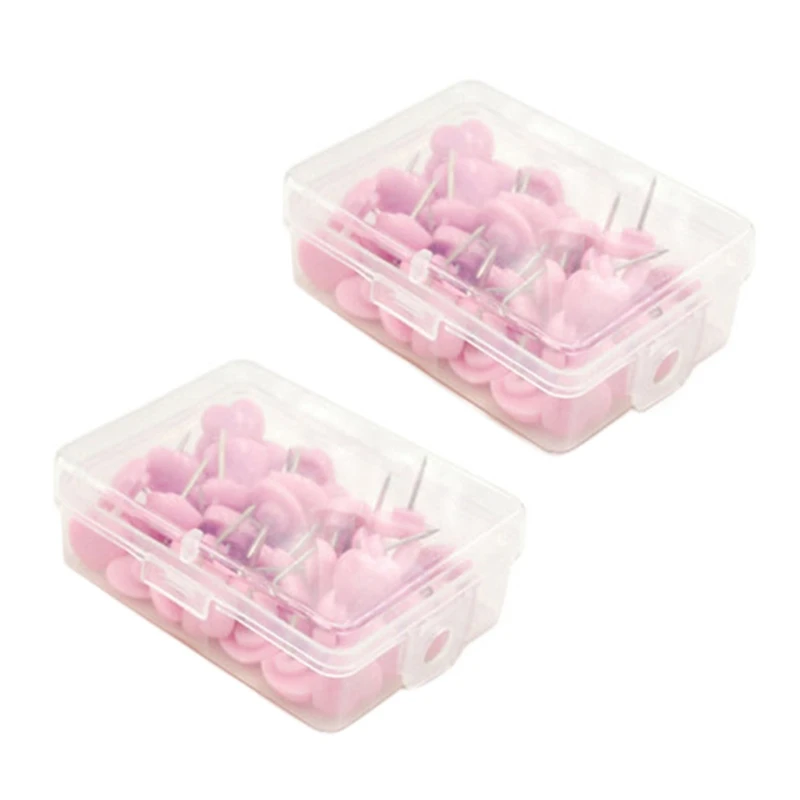 

Heart Shape 100Pcs Plastic Quality Cork Board Safety Colored Push Pins Thumbtack Office School Accessories Supplies Pink