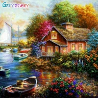 gatyztory painting by numbers horse river drawing on canvas handpainted art gift diy pictures by number scenery kits home decor