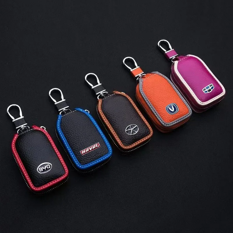 

High quality New Universal For Suzuki Key Cover Leather Car Remote key case wallet Protector with car logo accessories