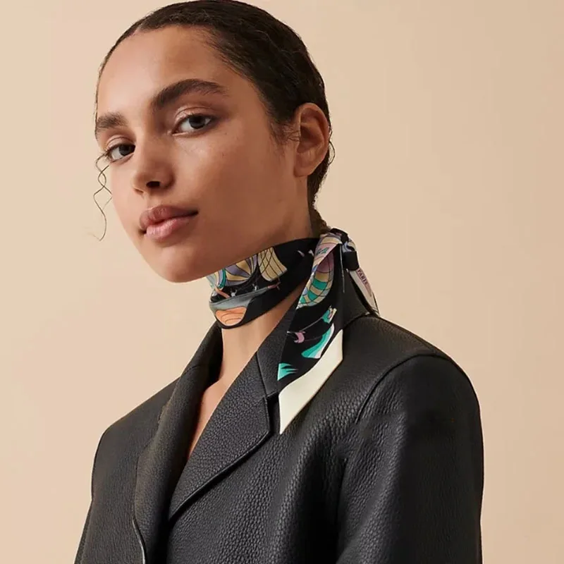 

VIP Silk Scarf Luxury Brand 100% Mulberry Silk Twill Headband Double-sided Printing Scarves Women's Bag Scarf Hair Tie Headwear
