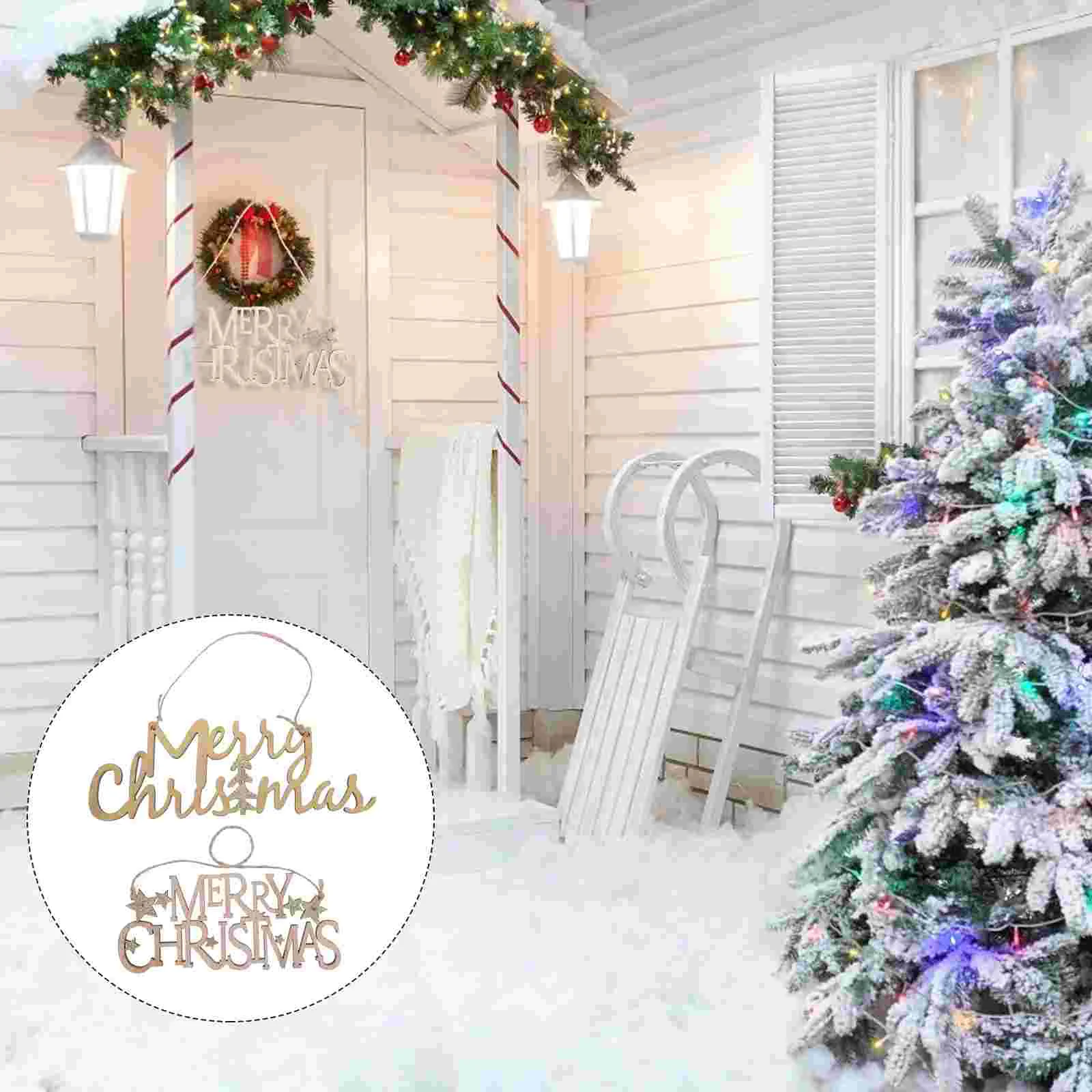 

Christmas Wooden Sign Merry Signs Wall Plate Board Door Decor Letters Plaque Chritmas Decoration Inside Boards