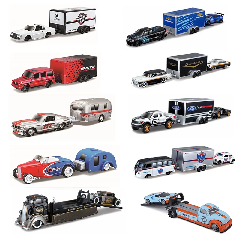

Maisto 1:64 Design Tow & GO Volkswagen Van Samba Alameda Trailer car model Toys collection gift toy boys