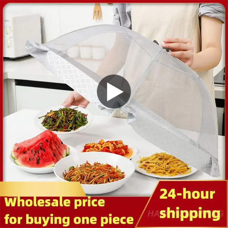 

Meal Hood Shrink Freely Drawstring Design Transparent Suspendable Foldable Stable And Durable Anti-fly And Insect Fine Mesh